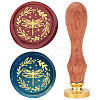 Brass Wax Seal Stamp with Wood Handle AJEW-WH0412-0025-1