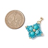 Synthetic Turquoise & Glass Seed Beaded Woven Pendants PALLOY-MZ00365-04-2