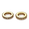 Brass Micro Pave Cubic Zirconia Rondelle European Beads KK-B028-18G-B-2