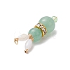 4Pcs 4 Styles Natural Carnelian & Rose Quartz & Green Aventurine & Amethyst Bunny Pendants PALLOY-TA00226-5