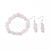 Natural Rose Quartz Chips Beaded Jewelry Set SJEW-JS01232-06-1