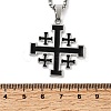 Jerusalem Cross Alloy Enamel Black Pendant 201 Stainless Steel Box Chain Necklaces NJEW-Z109-01P-5
