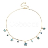 Natural Agate Round & Alloy Enamel Star Charms Bib Necklace with 304 Stainless Steel Chains NJEW-JN04404-03-1