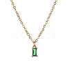 Glass Rectangle Pendant Necklace with Golden Brass Cable Chains Necklace for Women NJEW-FZ00012-5