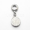 Platinum Plated Alloy Acrylic Rhinestone Large Hole European Dangle Flat Round Charms MPDL-E023-02C-2