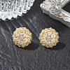 Dome-Shaped Brass & Clear Cubic Zirconia Ball Stud Earrings KK-CBA36A2-07G-1