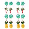 ARRICRAFT 4 Pairs 2 Style Coconut Tree & Pineapple Enamel Dangle Clip-on Earring EJEW-AR0001-08-1