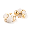 C-Shaped Brass Enamel Stud Earrings for Women EJEW-G391-19G-04-2