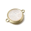 Natural White Shell Brass Flat Round Links Connector Charms KK-C262-03B-01G-2
