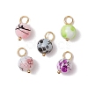 20Pcs 5 Colors Drawbench & Baking Paint Glass Pendants PALLOY-JF03540-02-S-1