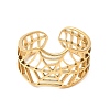 Ion Plating(IP) 304 Stainless Steel Hollow Spider Web Open Cuff Ring for Women RJEW-M149-25G-1