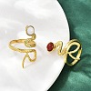 316 Stainless Steel with Natural Mixed Gemstone Cuff Rings RJEW-Z098-01G-07-3