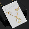 304 Stainless Steel with Natural Shell Pendant Necklaces & Stud Earrings Sets FS-WG5FD70-15-1
