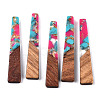 Transparent Resin & Walnut Wood Pendants RESI-N039-67C-1