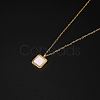 Natural Shell Square Pendant Necklace with Stainless Steel Chains TM4742-1-4