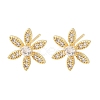Flower Brass Micro Pave Clear Cubic Zirconia Stud Earrings EJEW-F400-01B-G-2