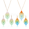 2 Sets 2 Colors Filigree Leaf Pendant Neclace & Dangle Earrings SJEW-FI0001-03-1