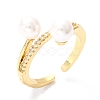 Brass Micro Pave Clear Cubic Zirconia Cuff Rings RJEW-F114-01G-3