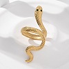 304 Stainless Steel Rhinestone Snake Open Cuff Rings RJEW-A052-07G-2