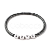 Synthetic Hematite Heishi Beaded Stretch Bracelet with Word Love BJEW-JB07570-1