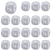 20Pcs Grey Cube Letter Silicone Beads 12x12x12mm Square Dice Alphabet Beads with 2mm Hole Spacer Loose Letter Beads for Bracelet Necklace Jewelry Making JX436N-1