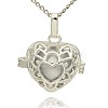 Silver Color Plated Brass Hollow Heart Cage Pendants KK-J243-06S-1