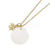 Summer Beach Brass Cubic Zirconia Sea Animal Pendant Necklaces for Women NJEW-B118-03G-01-1