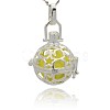 Silver Color Plated Brass Hollow Round Cage Pendants KK-J226-01S-1