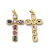 Rack Plating Eco-Friendly Brass Micro Pave Cubic Zirconia Pendants X-KK-A177-05G-1