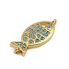 Brass Micro Pave Cubic Zirconia Connector Charms KK-CBAF17A-21G-2