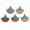 Transparent Resin & Walnut Wood Pendants RESI-S389-046B-B03-1