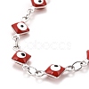 Enamel Rhombus with Evil Eye Link Chains Bracelet BJEW-P271-03P-01-2