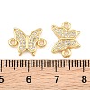 Brass Micro Pave Clear Cubic Zirconia Connector Charms CU-CBA908F-04G-03-3