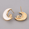Brass Enamel Stud Earrings Findings KK-T062-115G-B-NF-2