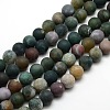 Frosted Natural Indian Agate Round Bead Strands G-M063-12mm-01-1