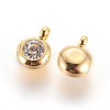 304 Stainless Steel Rhinestone Charms X-STAS-P237-10G-13-2