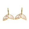 Brass Micro Pave Clear Cubic Zirconia Shell Pendants KK-B139-17G-01-1