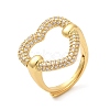 Clear Cubic Zirconia Hollow Heart Adjustable Ring RJEW-M148-04G-3