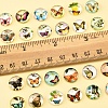 60Pcs Half Round with Butterfly Glass Cabochons GGLA-FS0001-16B-5