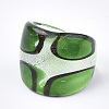Handmade Silver Foil Lampwork Wide Band Rings RJEW-Q150-M11-B-1-3