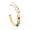 Natural Pearl Bead & Mixed Gemstone Beads Cuff Bangles for Women Girl Gift BJEW-JB06826-03-3