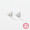 Anti-Tarnish Diamond Shaped Rhodium Plated 925 Sterling Silver Stud Earrings for Women CC0572-1-1