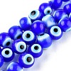 Handmade Evil Eye Lampwork Round Bead Strands X-LAMP-L055-8mm-14-1