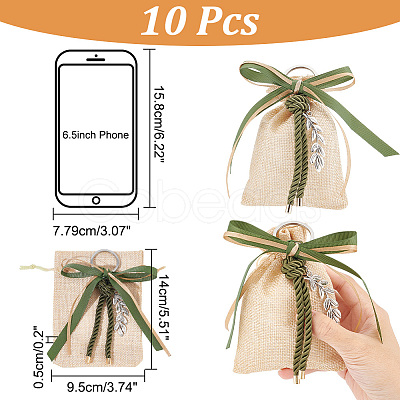 Rectangle Polyester Imitation Burlap Packing Pouches Drawstring Bags ABAG-AB00006-1