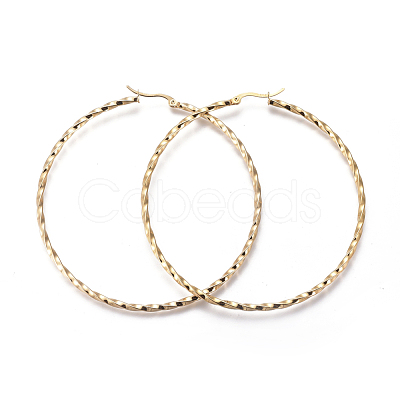 201 Stainless Steel Big Hoop Earrings EJEW-A054-06B-G-1