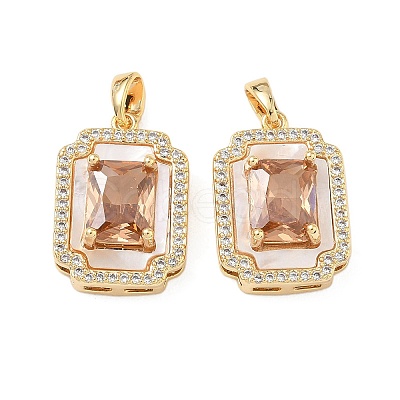 Brass Micro Pave Cubic Zirconia Pendants KK-C172-21G-1