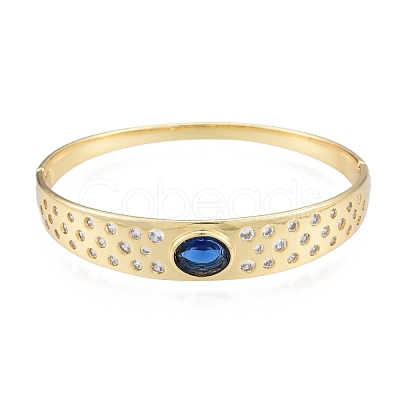 Cubic Zirconia Oval Hinged Bangle BJEW-G651-10G-02-1