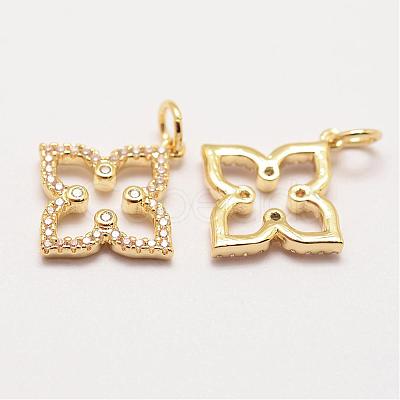 Brass Micro Pave Grade AAA Cubic Zirconia Pendants ZIRC-G090-44G-NR-1