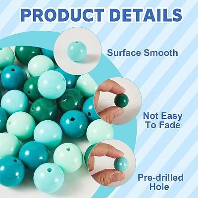 40Pcs 4 Colors Opaque Acrylic Beads MACR-TA0002-97A-1