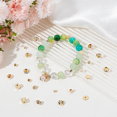 80Pcs 8 Styles Brass Spacer Beads KK-BBC0011-35-1